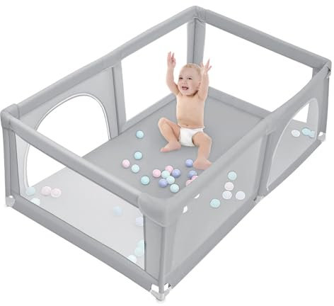 Parque infantil, 180 x 150 x 66 cm, parque plegable para bebe, parque de bebé, modular de malla con 50 bolas, parque de juegos de bebé, interior y exterior, centro de actividades de parque infantil de