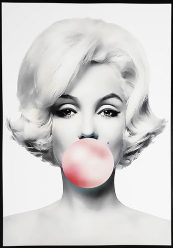 KUSTOM ART Bild Serie Star von Hollywood Marilyn Monroe mit Kaugummi Chewing Gum Pop Art Druck auf Holz 30 x 21 cm