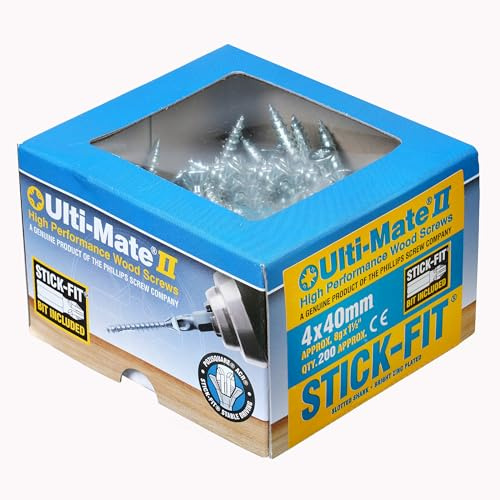 Ulti-Mate Woodcrews Boîte de 200 pièces Plaqué zinc brillant 4 x 40 mm