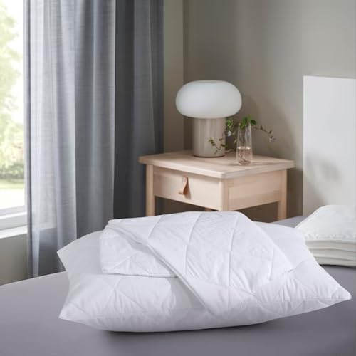 AR Ware Quilted Pillow Protectors 2 Pack Breathable - Hypoallergenic White Pillow Cases - Soft and Anti allergy, Microfiber Pillows Protector (50x75 cm)