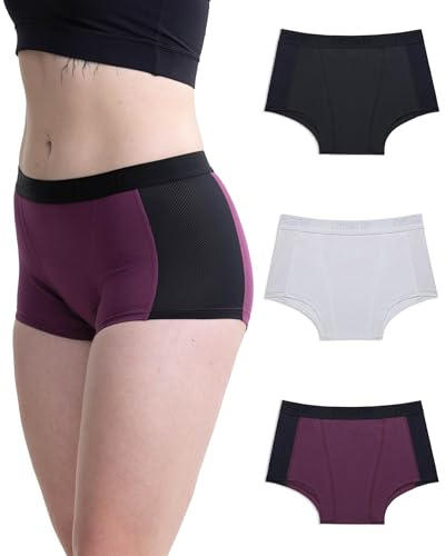 Neione Periodenunterschwäsche Starke Blutung 50ml Unterhosen Damen Baumwolle Boxershort Hohe Taille Menstruation Panty 3er Pack Spectrum L
