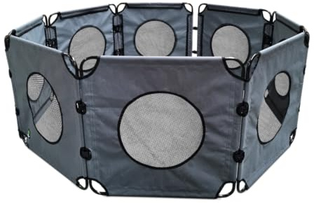 Welpenauslauf Hundeauslauf OutPaws Adventure – Anthrazit – 490 x 61 cm – faltbar – Indoor- und Outdoor-Camping