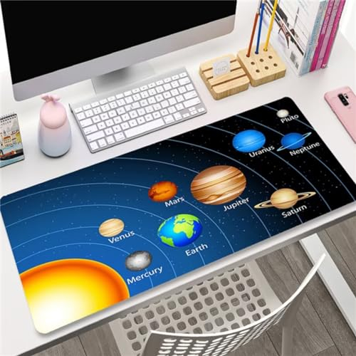 Gaming Mauspad,Mousepad XXL, Mauspad 900x400x3mm, Gamer Mouse Pad Tischunterlage Einer speziellen Oberfläche verbessert Geschwindigkeit und Präzision für Büro Zuhause Weltraum Sonnensystem