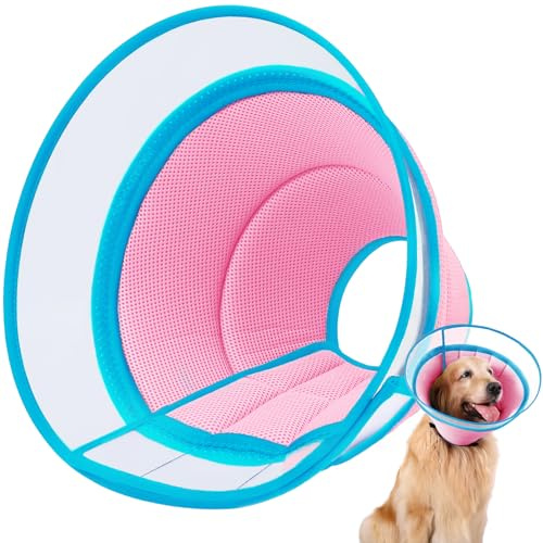 Halskrause Hund Weich, Schutzkragen Leckschutz Hund, Atmungsaktive Hunde Halskrause, Einstellbarer Hundekragen Leckschutz, Leicht Halskrausen für Hunde, Haustier Elisabethanischer(Size 6, Pink)