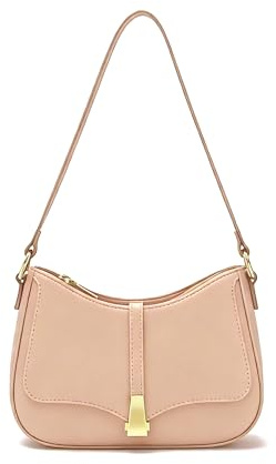 Prettyzys Halbmond-Umhängetasche für Damen, Vintage, Retro, veganes Leder, Clutch, Tragetasche, Umhängetasche, Handtasche für Damen,Aprikose