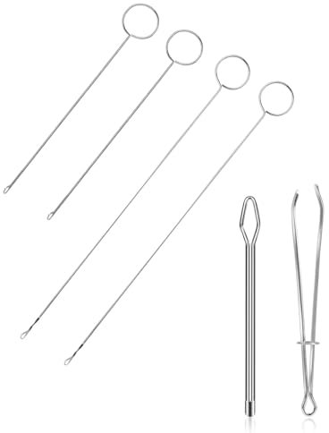 ZAMXHUG 6 pcs durchziehnadel - Nähschlaufen Wendehaken, Wendewerkzeug mit Riegel Durchziehnadel Metall Nähnadel Inserter Drehhaken Schlaufen-Wendehaken für Stoffgürtel Streifen DIY-Strickzubehör