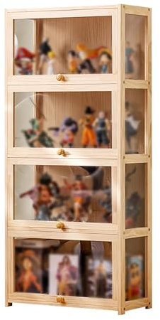CAUSSO Sammelvitrine, Holz Vitrine, Vitrine aus Acryl, Standvitrine Vitrinenschrank, Geeignet, für Sammlerstücke Bücher Wein, für Esszimmer, Wohnzimmer, Büro(60 * 28 * 133cm/23.6 * 11.0 * 52.4in)