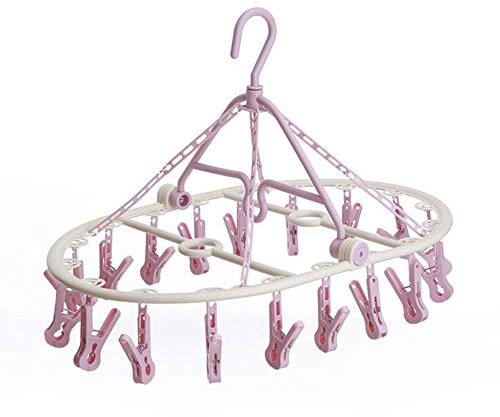 Generico Portasciugamano Portasciugamani Pieghevole da Appendere Calzini Intimi da Balcone Possono Essere ruotati Guanti in plastica Antivento per Bambini Rosa 18 mollette