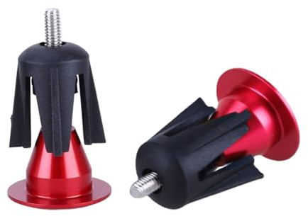 2 Pack Aluminum Bike Handlebar End Plugs Bike Bar End Grips Expanding Locking Bar End Caps for Drop Bars, Expandable Adjustable Locking End Caps (RED)
