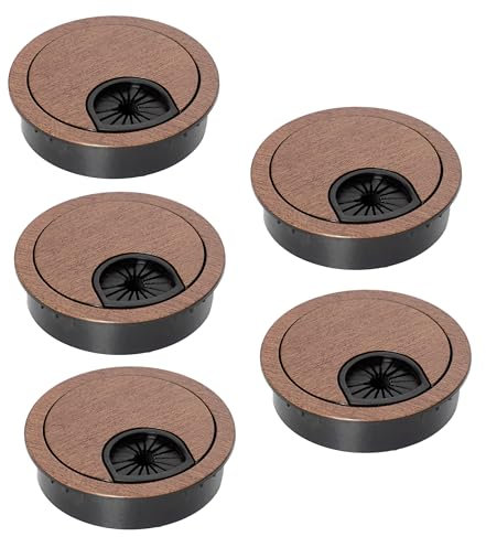 Signite 2.5 Plastic Desk Cable Grommet - Durable Desk Hole Cover for Wire Management, Fits 2.5 Hole, 5 Pack (M.Wood)