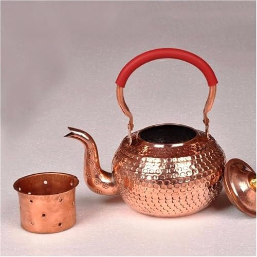 Handmade Red Copper Teapot Chinese Style Tea Kettle with Tea Drain for Electric Ceramic Stove 1000ML (600ML)