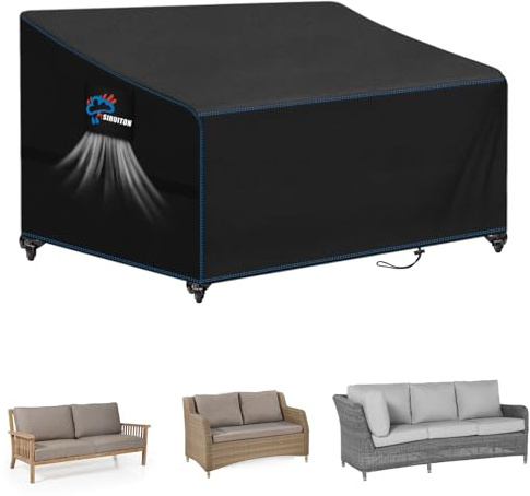 SIRUITON Housse de canapé d'extérieur imperméable 500D pour extérieur,pelouse,terrasse,Banc,Meubles,résistante aux UV et à l'eau (205x85x81/61cm) | Housse de banc imperméable, coupe-vent, anti-UV, très résistante et indéchirable pour extérieur, noir