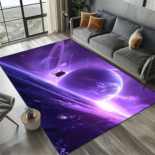 PEIHUODAN Teppich Jugendzimmer Mädchen Jungen Gamer Teppich Gaming Anime Cooles 3D-Galaxie-Design Kinderzimmer Dekoration Rutschfester Weicher Flanellteppich (Farbe 6,120x180cm)