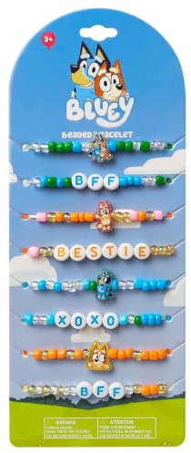 LUV HER Bluey Kids Jewelry – 8 Pack Beaded Friendship Bracelets – Lightweight Colorful Fun for Girls Ages 3+ – Gift-Ready BFF Theme – Safe Elastic Stretch