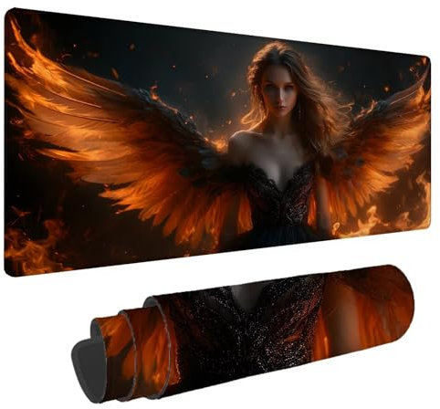 Tapis de Souris Ange Tapis de Souris XXL Déesse 1500x800x4mm Tapis Souris Gamer, sous Main Bureau Ordinateur Portable, Mouse Pad Bords Cousus Caoutchouc Antidérapante, pour Souris et Clavier A-69