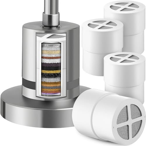 HappyAlley 4 Pack Shower Filter Replacement Compatible with Jolie Shower Head, 15-Stage Water Filtration, High pressure Shower Head Filter for Healthier Hair & Skin