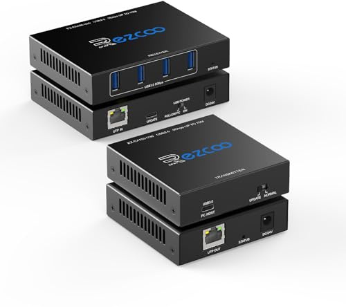 USB 3.0 Extender 229ft 70m 4-Port Extender über Cat5e Cat6 RJ45 LAN Verlängerung POE 5V Niedriger Stromverbrauch USB Extender Ethernet Arbeit Sync Windows MacOS Android Linux Kein Treiber