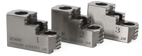 Gertrude 8 Pouces Mandrin Dur Jeu De Mâchoires, 3 Pièces Réversible Double Étape Acier Tour Mandrin Dentelé pour Type B-208 1.5mm X 60° CNC Tour Mandrins Mors Trempés Silver,One Size