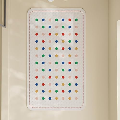 Antideslizante Bañera 40X70Cm Puntos De Colores Alfombra Baño Ducha con Ventosas,para Bañera Infantil,Lavables A Máquina Suave Alfombra De Baño