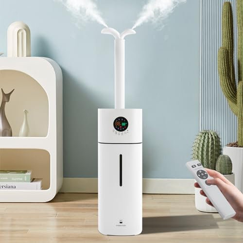 BAOCHADA Humidificador de aire de 16 l, 56 W, relleno superior, humidificador con protección contra la escasez de agua y pantalla LED, silencioso, para habitaciones grandes, dormitorio, habitación