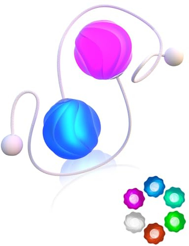 POILOVES LED-Poi-Bälle – 9 Modalità di Illuminazione con Luce Arcobaleno & Respirante, Palle da Giocoleria Luminose per Bambini & Principianti – Giocattolo Luminoso USB Ricaricabile per Giochi