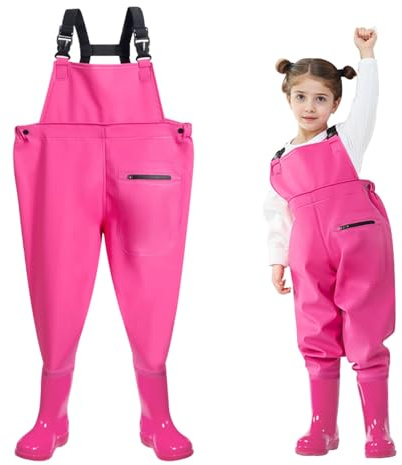 SooGree Kids Chest Wader with Non-Slip Boots,Youth Fishing Hunting Waterproof Waiters, Children Boys Girls Breathable Waders
