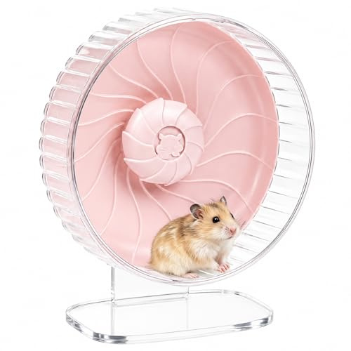 10 inch Silent Hamster Wheel with Adjustable Stand, Large Size, Pink