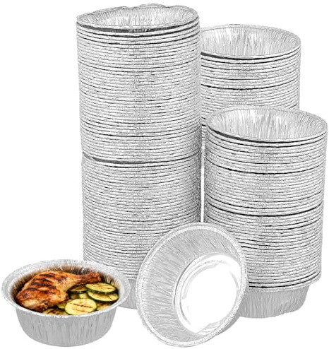125 Pcs 5inch Round Aluminium Foil Baking Trays, 12cm Tin Foil Pie Dishes