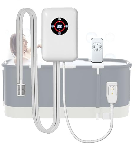 Weyot Portable Water Heater, 30-43°C Constant Temperature Control, Bath Thermostat Heater, Multiple Safety Features, for Small Inflatable Pool Tub Buckets BathtubWhite,22x14.8x7.5cm