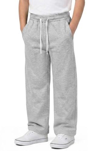 BSBUY Boys Joggers Baggy Sweatpants with Pockets Elasticated Sports Trousers Straight Wide Leg Sweatpants Jogging Tracksuit Bottoms With Drawstring Solid Color Jogging Pants for 5-16 Years(M)