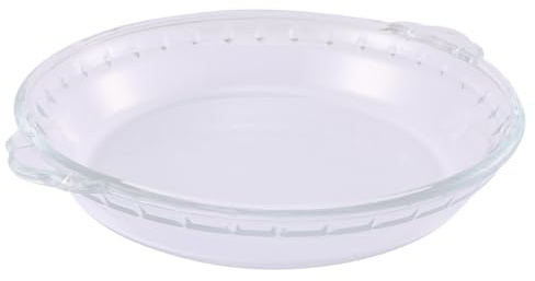HOMSFOU Microwave-Safe Glass Pie Plate 9-inch Sturdy Bakeware Dish for Household Kitchen Use