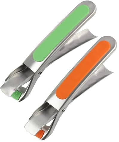 2 Pcs Hot Plate Gripper,Heat Resistant Kitchen Silicone Tongs,Stainless Steel Anti Scald Bowl Dish Holder Clip, Non Slip Plate Gripper for Air Fryer,Pot,Microwave,Oven(Green & Orange)