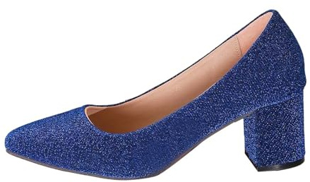 Escarpins texturés à Bout Pointu et Talon épais, Chaussures habillées Scintillantes pour soirées et événements Formels, Confortables avec Semelle rembourrée
