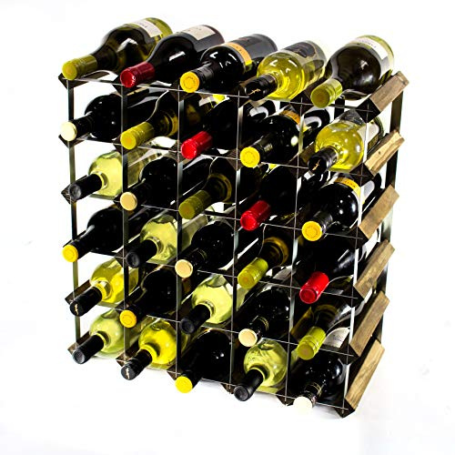 Cranville wine racks Madera Classic Nogal 30 Botella y Vino del Metal galvanizado ya montados en Rack