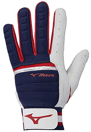 Mizuno B-130 Adult Baseball Batting Glove, Navy-Red, XX-Large