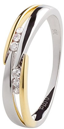 Ardeo Aurum Damenring aus 375 Gold bicolor Gelbgold Weißgold mit 0,07 ct Diamant Brillant Verlobungsring