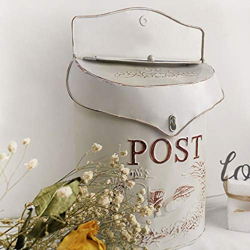 XCXDX Cassetta delle Lettere in Ferro Battuto, Cassetta delle Lettere in Stile Shabby Vintage con Squisito Rilievo White