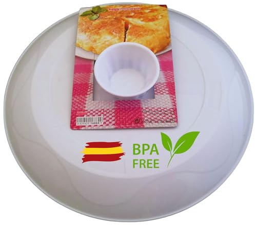 TAPA VOLTEATORTILLAS Sartenes | Ideal para Tortilla de Patatas| Grande 29 Cm|Antisalpicaduras Cocina Plástico|Blanca