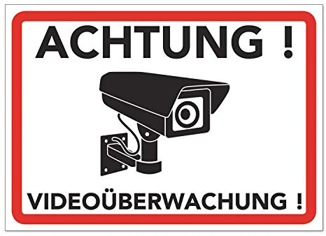 Schild Videoüberwachung - Warnschild - Hinweisschild für Kameraüberwachung - Video Überwachungsschild - Dieser Bereich wird videoüberwacht (20x15 cm) (1 STK. Achtung Videoüberwachung)