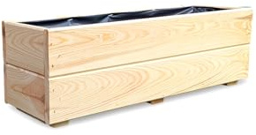FKL växtlåda av trä, planteringskruka, låda, trädgård, terrass, färdigmonterad D27 (rå, 60 cm)
