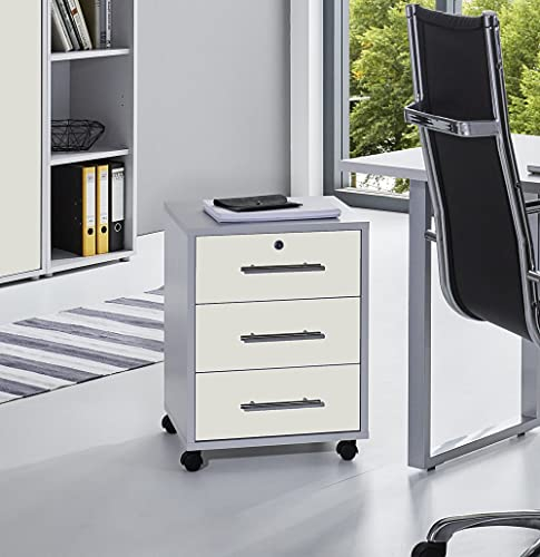 moebel-dich-auf Rollcontainer TABOR Büro-Rollcontainer Container mit Schubladen (lichtgrau/weiß matt)