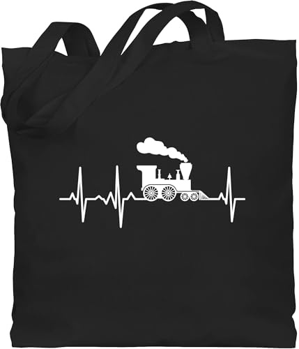 Shirtracer - Baumwolltasche - Hobby Outfit - Dampflok Herzschlag weiß