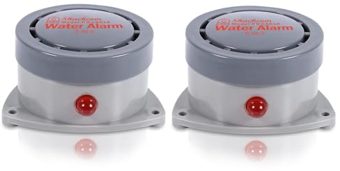 Water Leak Detector 2 Pack, Shackcom Water Alarm 110DB, Wireless, Waterproof & Battery-Operated, Audio and Light Alerts for Bathroom, Kitchen & Home Security ( Battery Not Included )