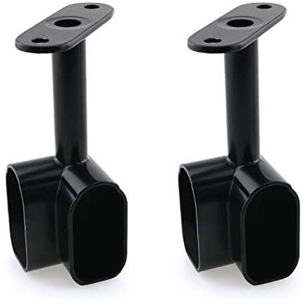 HJGarden 2PCS Oval Corner 90 Degree Closet Rod Wardrobe Tubing Support Support Bracket Holder Wardrobe Accessories Clothes Rail Corner Flange Seat, Black