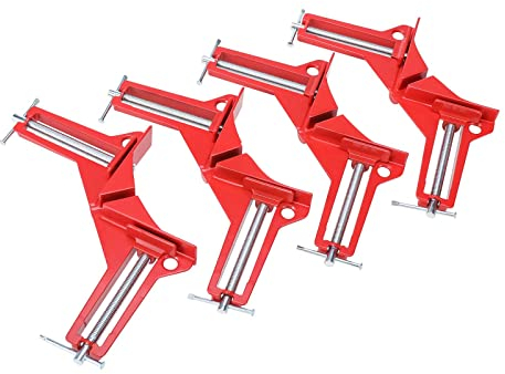 BOOMSTART 4 Stück 90 Grad Rechts Klemme Winkelspanner Eckenspanner Holz Metall SchweißEn Rahmenspanner Schraubzwinge Set Ecke Klemme Gehrungszwinge Rechtwinklig Winkel Klemme