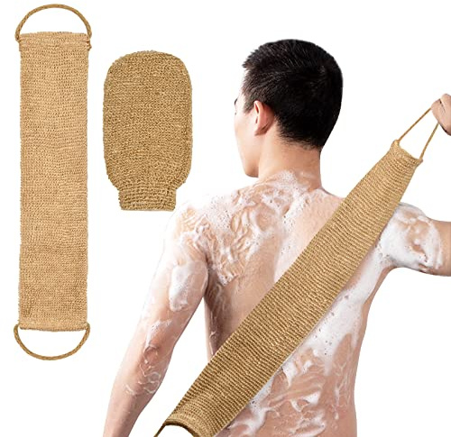 Cozlly Exfoliante de Espalda, 100% Natural Sisal, Depurador de la Espalda, Guantes Exfoliantes Corporales para una Limpieza Profunda para Hombres y Mujeres