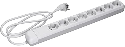 Voxura 8-Fach Steckdosenleiste Mehrfachsteckdose Schuko weiß mit Kabel 1,5m Zuleitung Überspannungsschutz Wandmontage