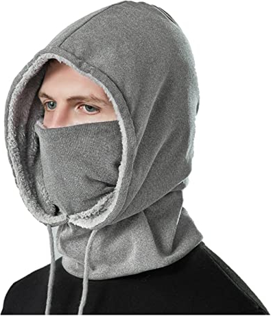 KINKOCCL Unisex Winter Warm Hat with Ear Flaps Winddicht Schalmütze Fleece Gefüttert Schlupfmütze Winter Strick Balaclava Mütze Kapuzen-Schal Gesichtshaube Für Winter