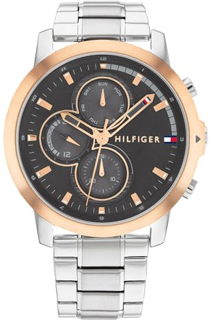Tommy Hilfiger Reloj Analógico de Cuarzo Multifunción para Hombre con Correa de Acero Inoxidable Plateada - 1792050