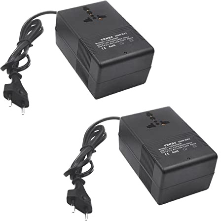 2X - Convertidor de voltaje (200 W, transformador bajador, 220 V a 110 V, CA enchufe de la UE